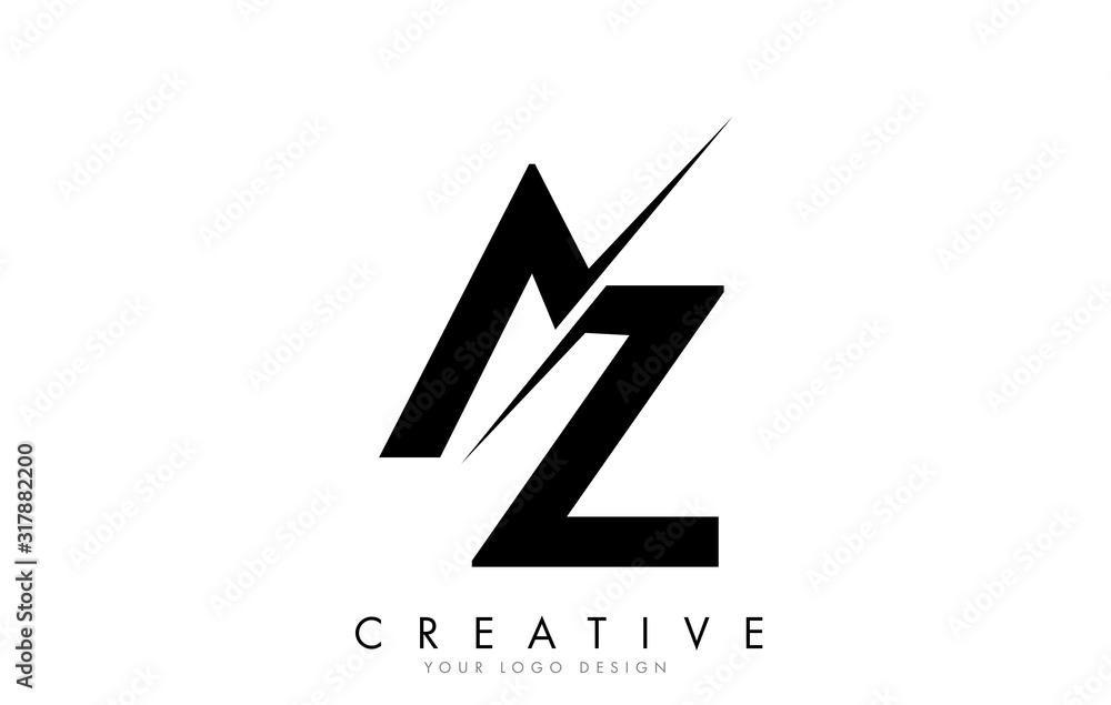 AZ A Z Letter Logo Design with a Creative Cut. AZ A Z Letter Logo Design with a Creative Cut.