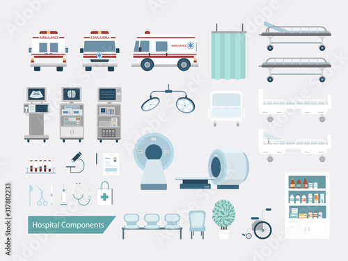 Set of hospital components