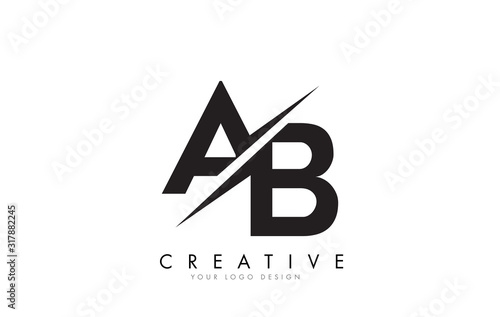 AB A B Letter Logo Design with a Creative Cut.