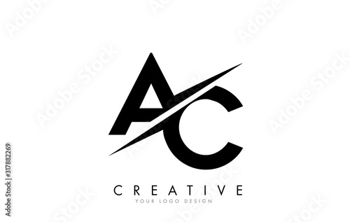 AC A C Letter Logo Design with a Creative Cut. photo