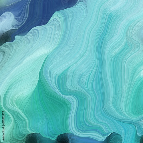 Fototapeta Naklejka Na Ścianę i Meble -  square graphic background with medium aqua marine, dark slate gray and light sea green color. modern soft curvy waves background illustration