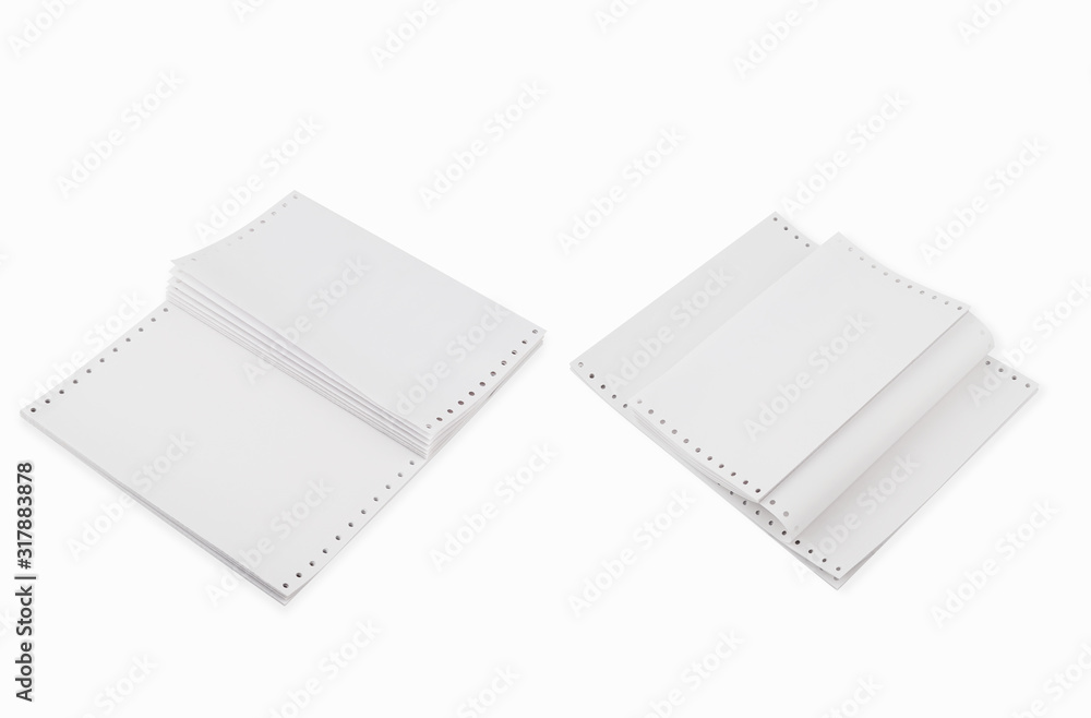 White TractorFeed Paper or fanfold paper , Continuous dot matrix