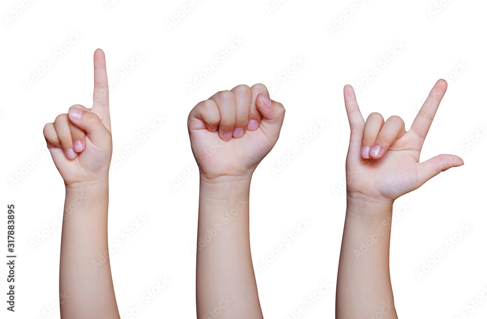 small hand of child's ,finger and arm of asia girl young, Child's hands isolated on white background small hand of child's ,finger and arm of asia girl young, Child's hands isolated on white background