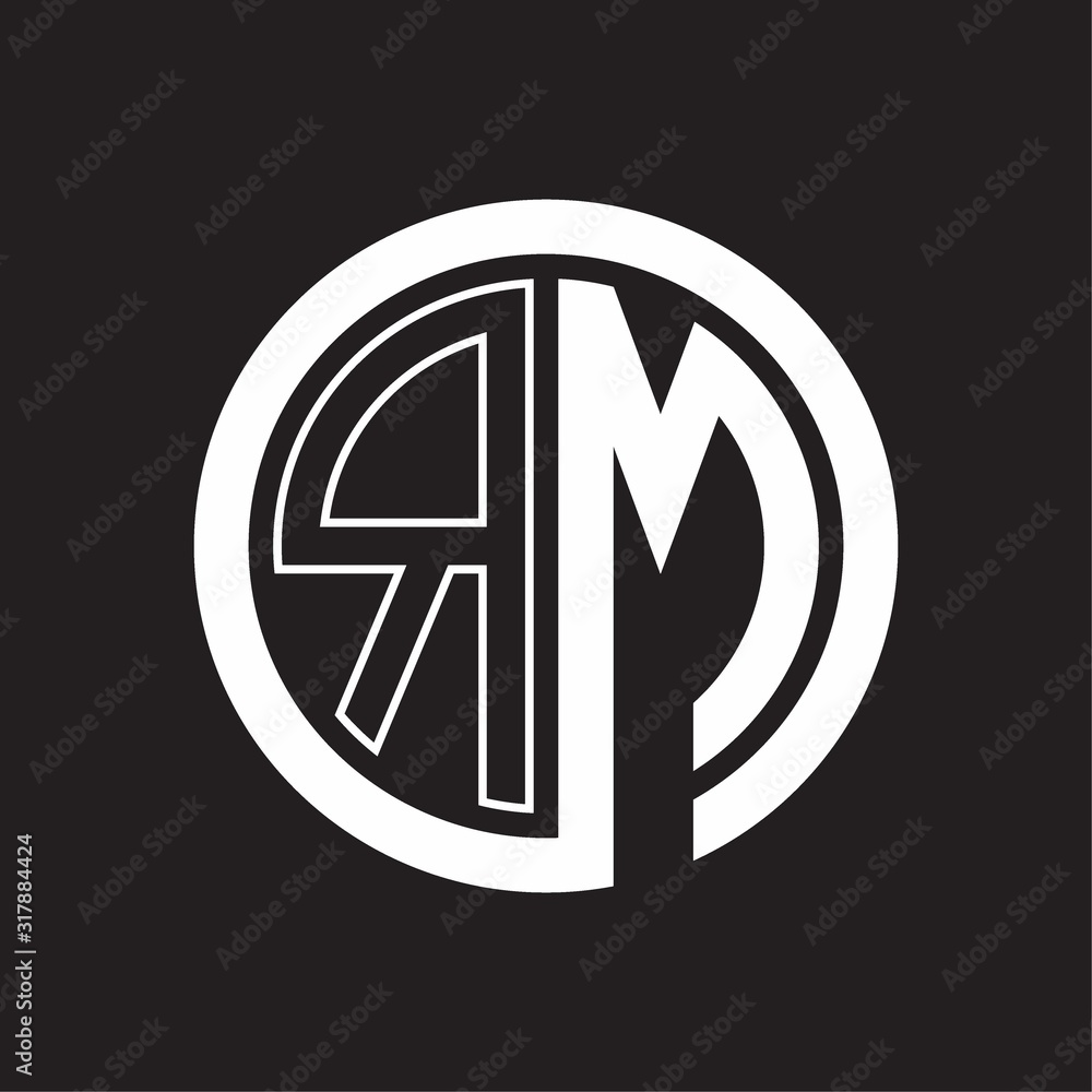 RM Logo with circle rounded negative space design template RM Logo with circle rounded negative space design template