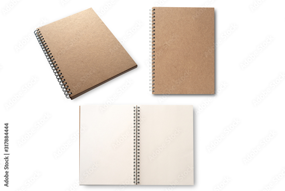 blank notebook without lines, school notebook or Brown spiral notebook , to  draw isolated on white background .Back to school concept Stock Photo |  Adobe Stock