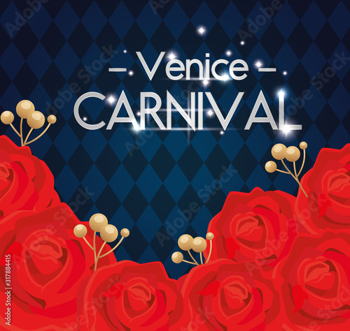poster of venice carnival with flowers roses