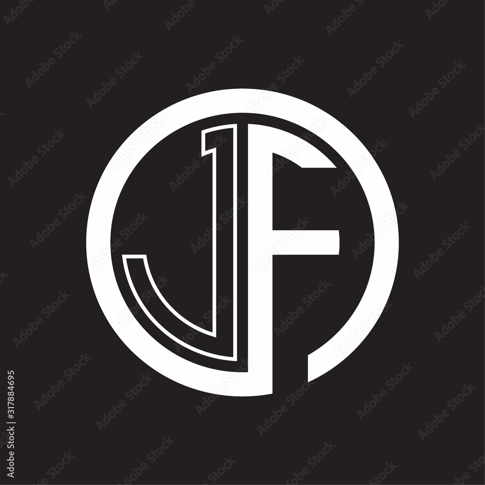 JF Logo with circle rounded negative space design template JF Logo with circle rounded negative space design template