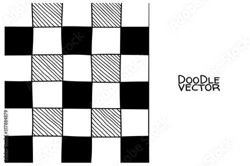 Hand drawn abstract chessboard pattern. Vector illustration eps 10