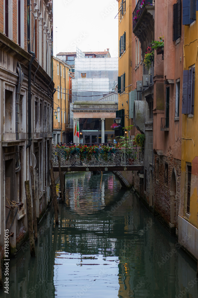 calm venice street canals view