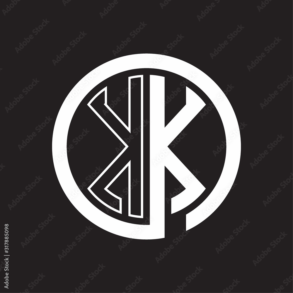 KK Logo with circle rounded negative space design template KK Logo with circle rounded negative space design template