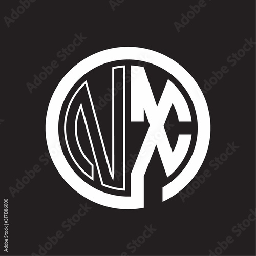 NX Logo with circle rounded negative space design template