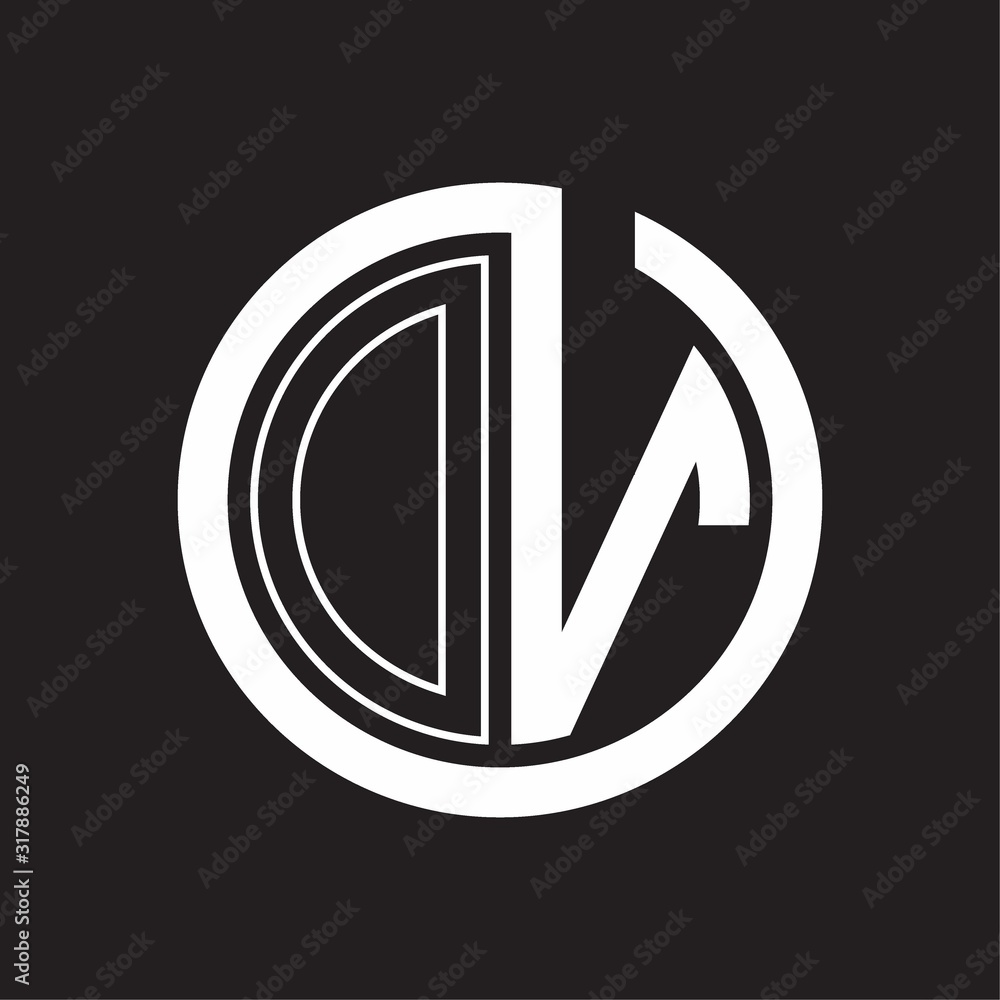 OV Logo with circle rounded negative space design template OV Logo with circle rounded negative space design template