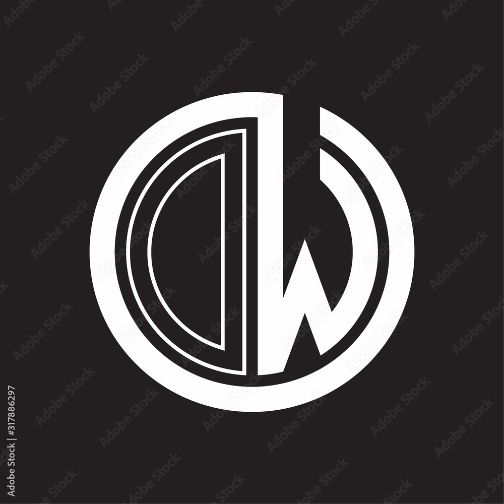 OW Logo with circle rounded negative space design template OW Logo with circle rounded negative space design template