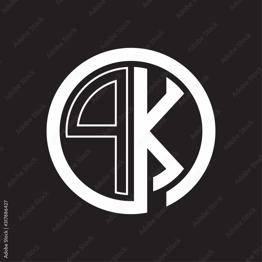 PK Logo with circle rounded negative space design template PK Logo with circle rounded negative space design template