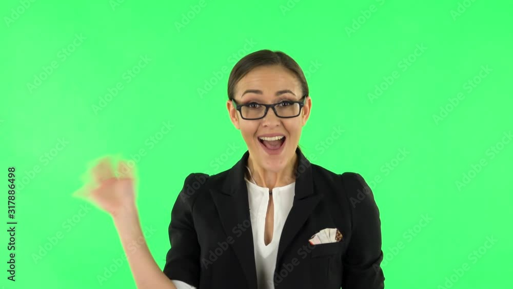 Woman waving hand and showing gesture come here. Green screen Woman waving hand and showing gesture come here. Green screen