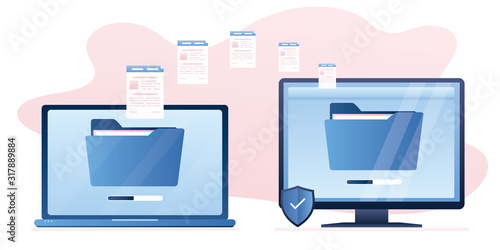Copying files between devices. Upload and download folders and documents