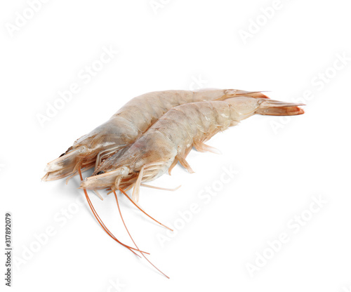 Fresh raw shrimps isolated on white. Healthy seafood © New Africa