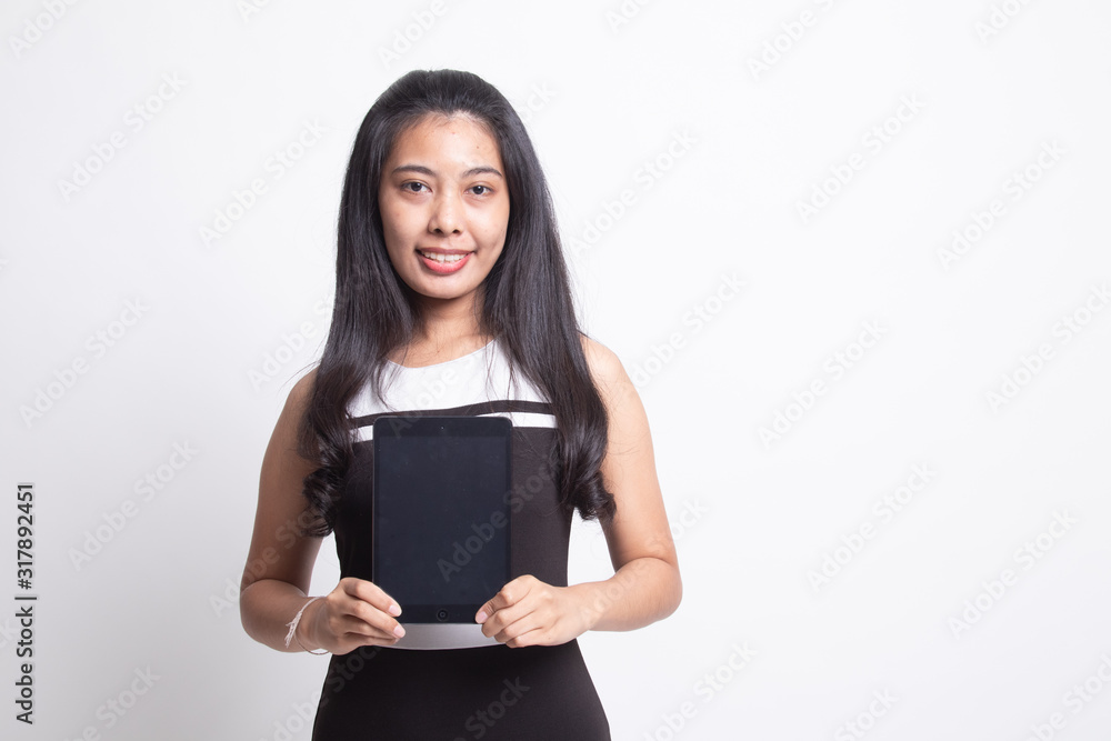 Young Asian woman with a computer tablet. Young Asian woman with a computer tablet.