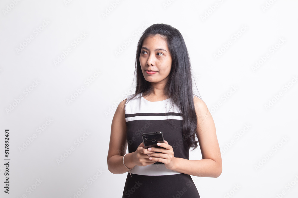 Young Asian woman with mobile phone. Young Asian woman with mobile phone.