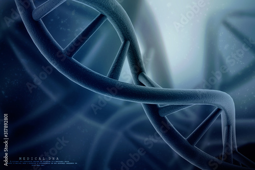 3d render of dna structure, abstract background