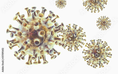 Corona virus, MERS virus, Meadle-East Respiratory Syndrome, 3D illustration