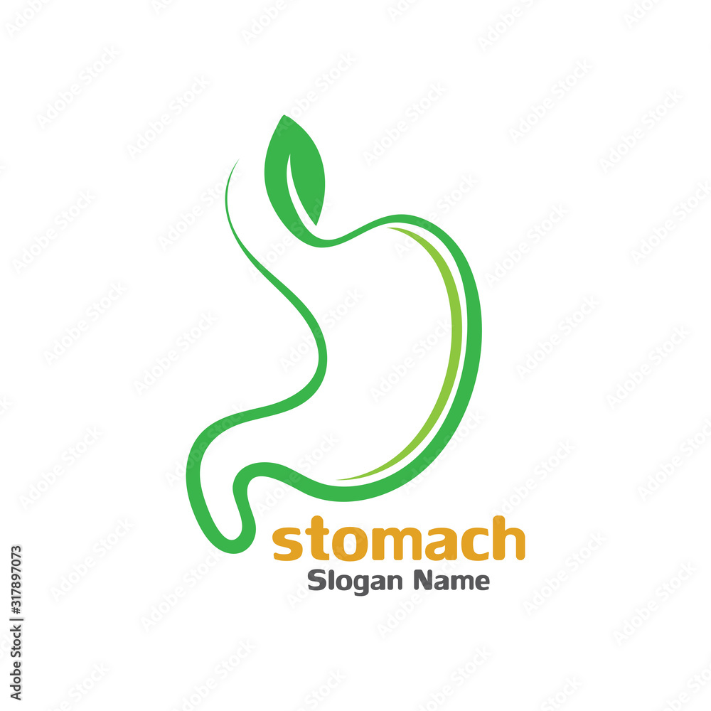 Stomach Logo concept Leaf design, template vector Stomach Logo concept Leaf design, template vector