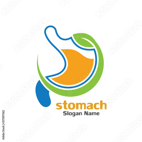 Stomach Logo concept Leaf design, template vector