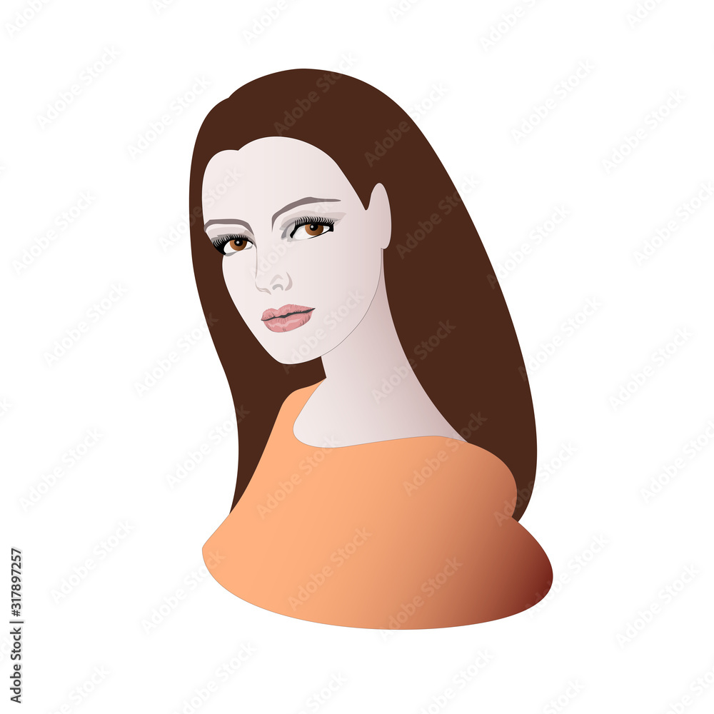 Portrait young woman isolated vector illustration Portrait young woman isolated vector illustration