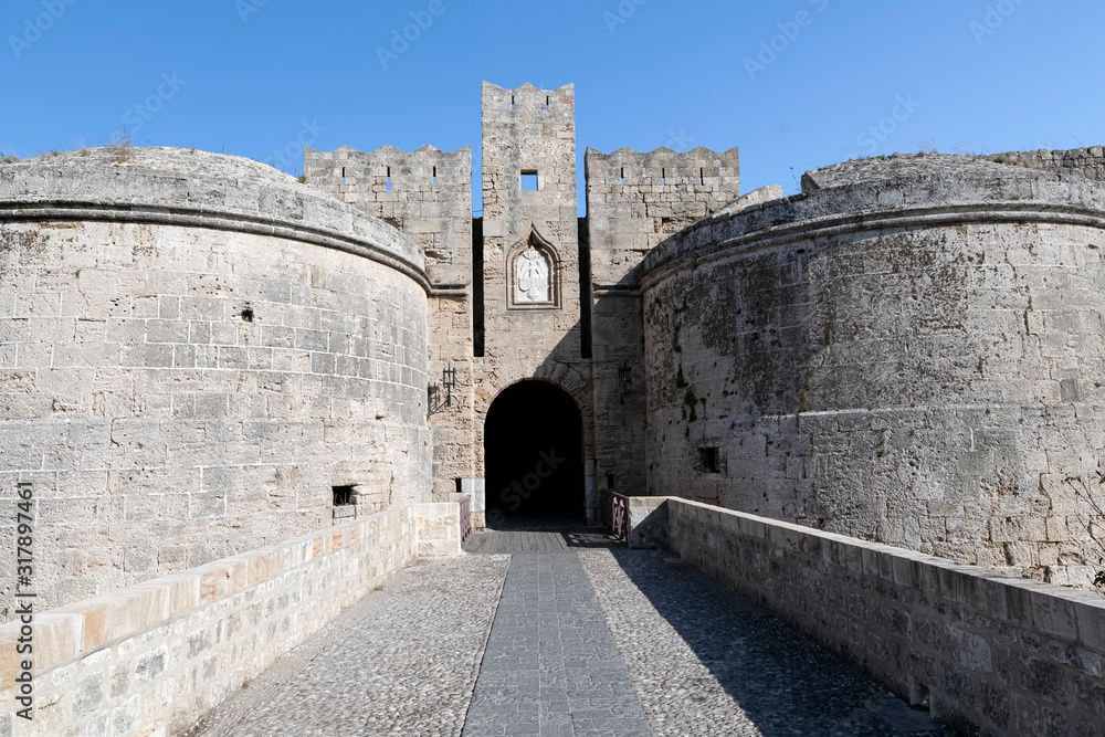 Gate in the fortress on the island of Rhodes