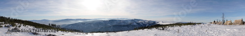 Panorama Beskid slaski . Mountain view from Skrzyczne peak in Sz