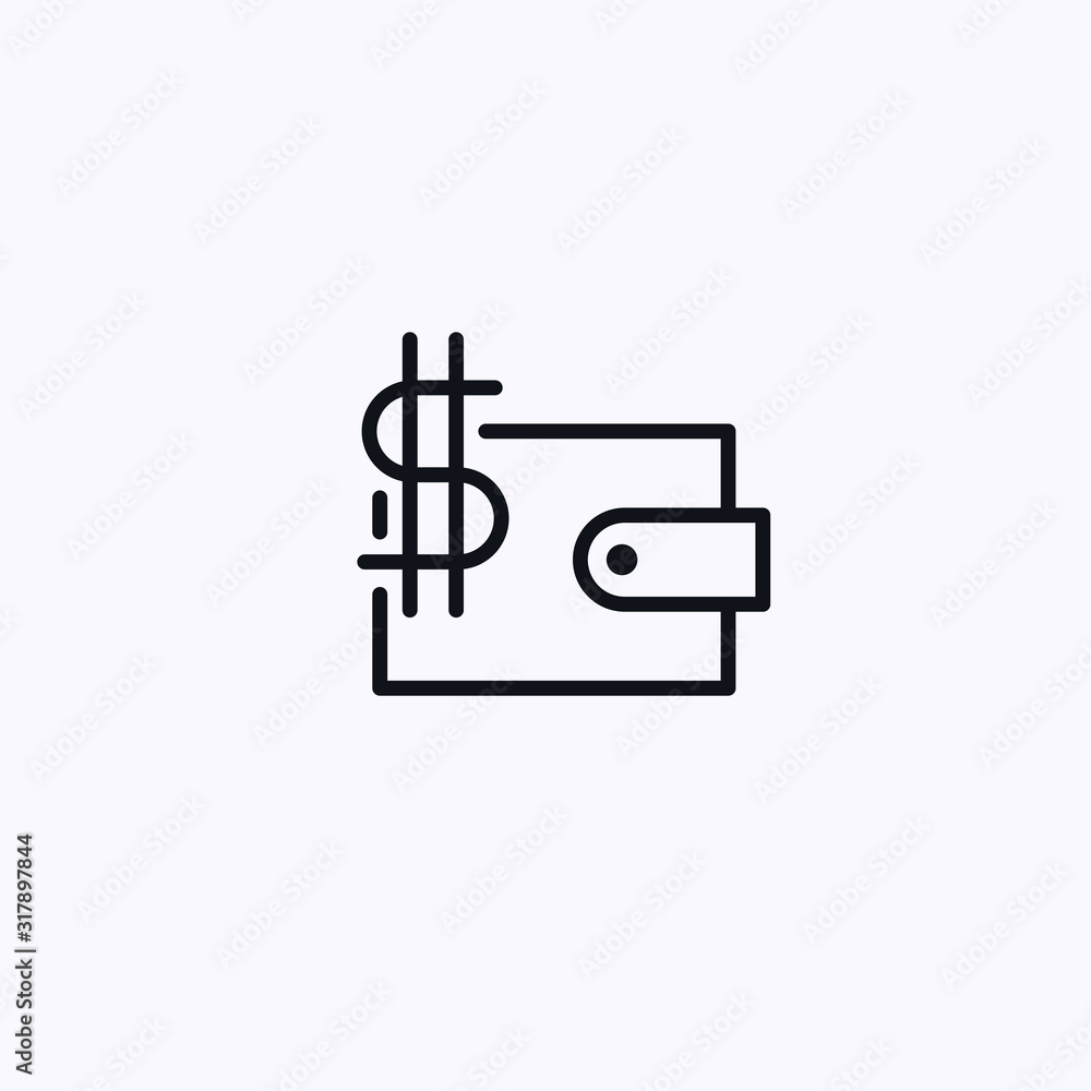 Wallet icon with a dollar symbol on it Wallet icon with a dollar symbol on it