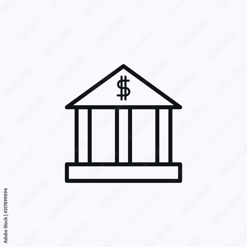 Bank building icon with a dollar symbol on the roof