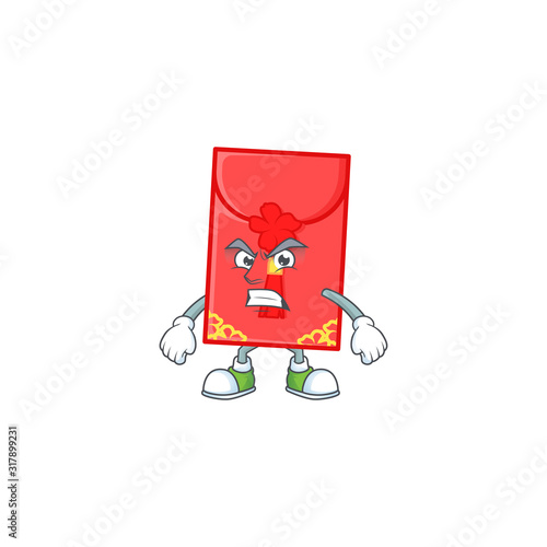 cartoon character of chinese envelope with angry face
