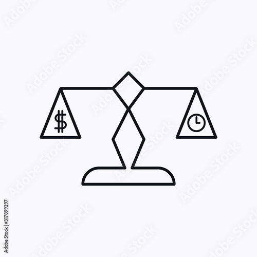 Weights icon with clock and dollar symbols