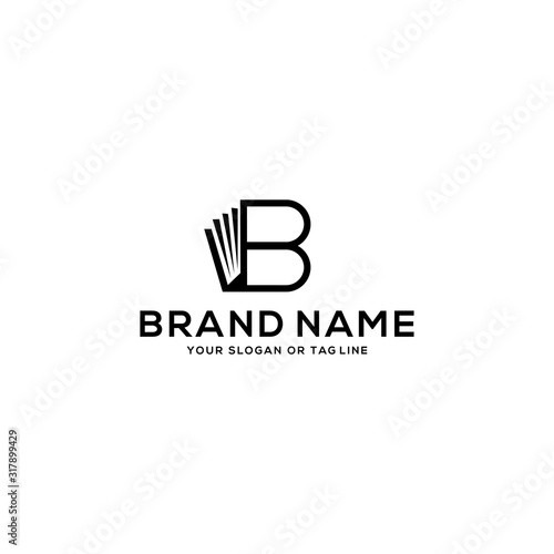 logo design the letter B and book