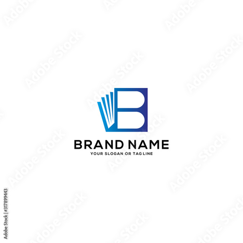 logo design the letter B and book