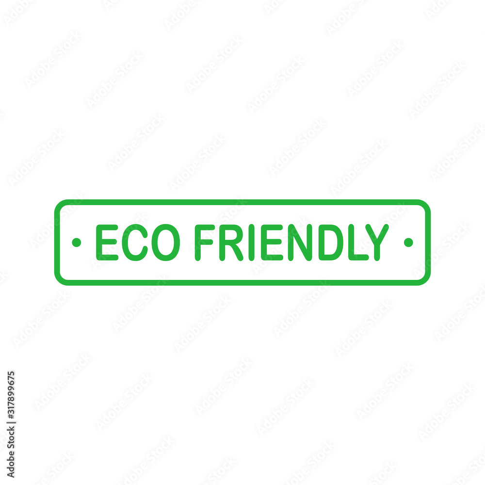Eco friendly green rectangle badge. Design element for packaging design and promotional material. Vector illustration. Eco friendly green rectangle badge. Design element for packaging design and promotional material. Vector illustration.