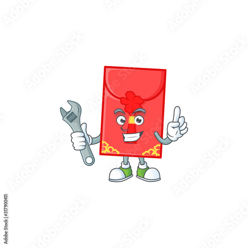 Smart Mechanic chinese envelope cartoon character design