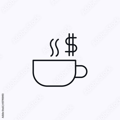 Cup of hot coffee with dolar icon