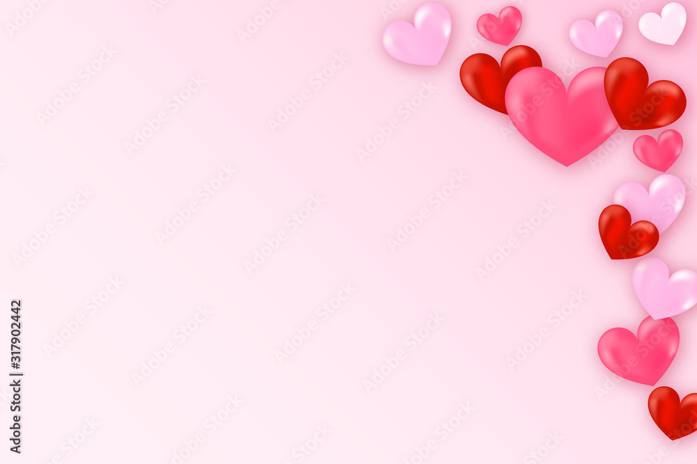 Heart flying on pink background. 