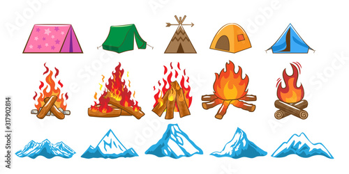 camping vector set collection graphic clipart design