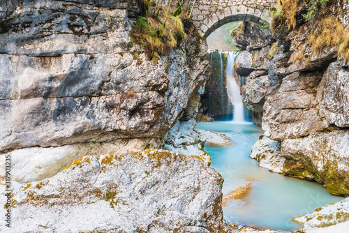 Repepeit waterfall. Small treasure chest in the Val Raccolana. Friuli. Italy photo