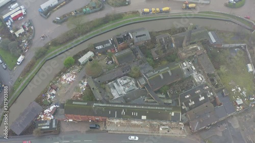 Aerial view of Kensington Pottery Works an old abandoned, derelict pottery factory and bottle kiln located in Longport,  Industrial decline photo