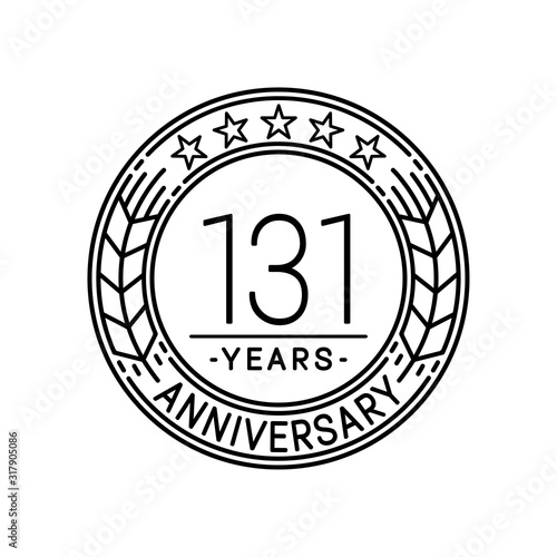 131 years anniversary logo template. 131st line art vector and illustration.