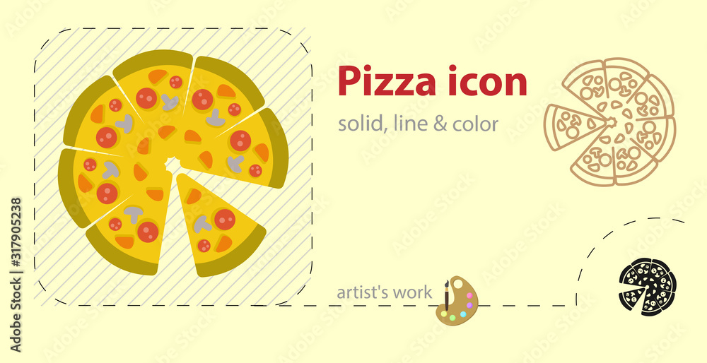pizza flat, solid, line icon pizza flat, solid, line icon