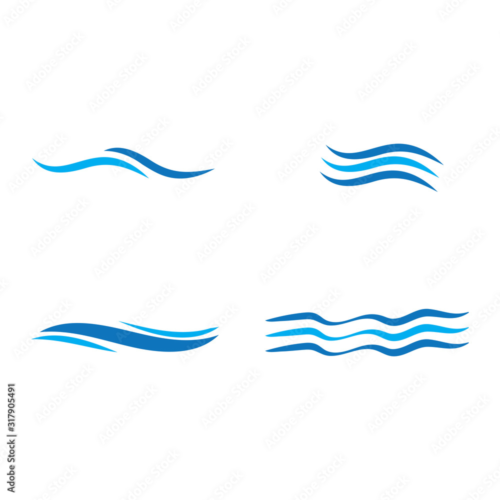 Set Waves Logo Template vector symbol - obrazy, fototapety, plakaty 