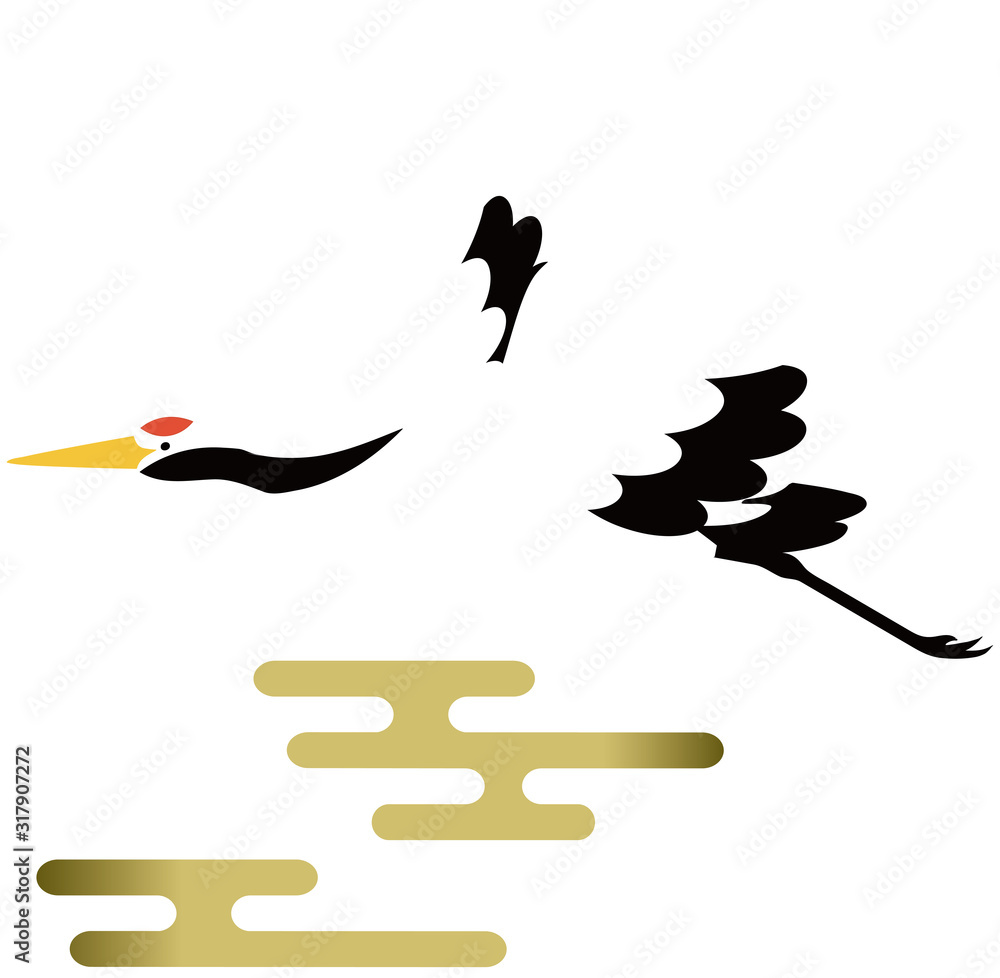 鶴 背景素材 ベクター イラスト Stock Vector | Adobe Stock
