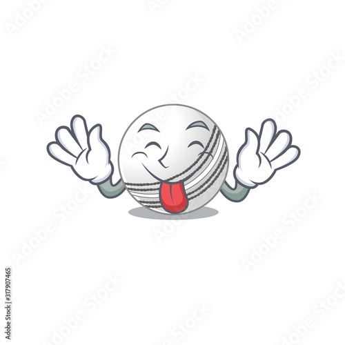 Cute cricket ball cartoon mascot style with Tongue out