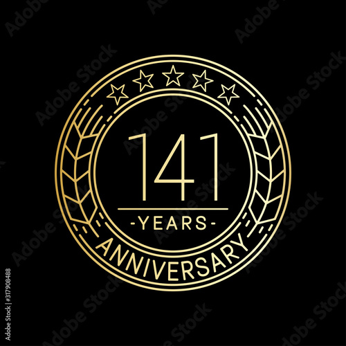 141 years anniversary logo template. 141st line art vector and illustration.