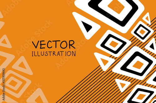 Geometric ethnic abstract orange background. Vector illustration eps 10